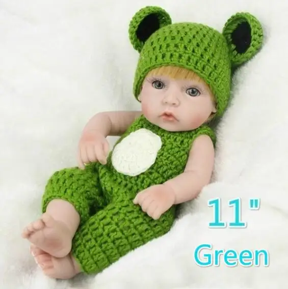 11inches green 1" /22" реалистичные Новорожденные виниловые Reborn подарок Детские куклы реалистичные ручной работы куклы для всего тела - Цвет: 11inches green