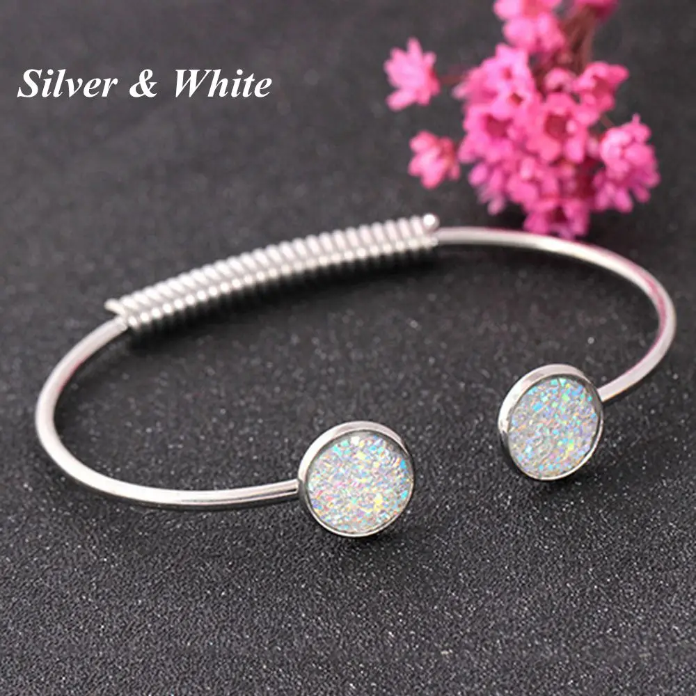 silverwhite 1 шт. новые летние женские модные опаловые браслеты металлические простые милые блестящие браслет с блестками ювелирные изделия подарочные браслеты - Окраска металла: silverwhite