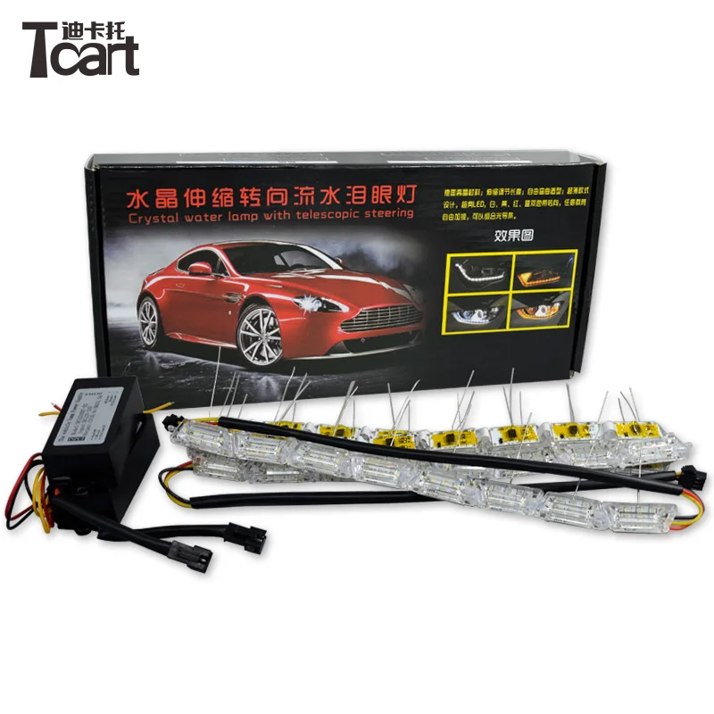 

LED Strip Light White Amber Crystal Water Lamp With Telescopic Steering DRL Turn Signal lights For Infiniti FX37 FX 50 2011