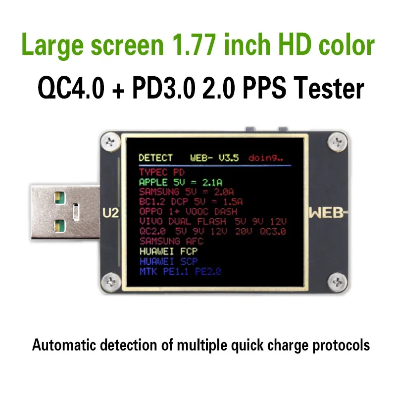 WEB-U2 USB измеритель тока/напряжения QC4+ PD3.0 2,0 PPS тестер протокола быстрой зарядки