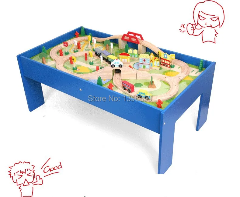Free shipping wooden toys non-toxic educational train &amp railway set with table (wooden &amprailway ) | Игрушки и хобби