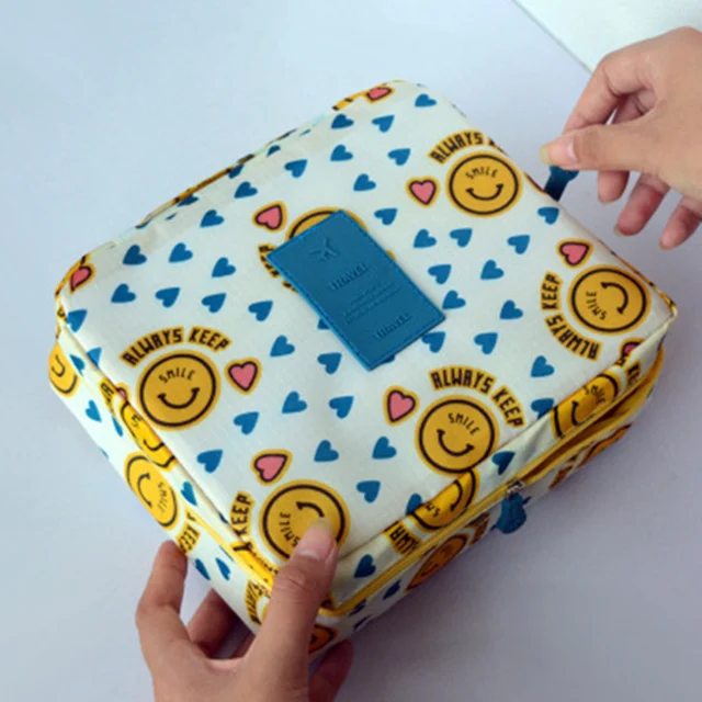Yellow smile RUPUTIN, Прямая поставка, дорожные косметички, многофункциональные женские туалетные принадлежности, органайзер, косметичка, водонепроницаемая сумка для хранения, чехлы для макияжа - Цвет: Yellow smile