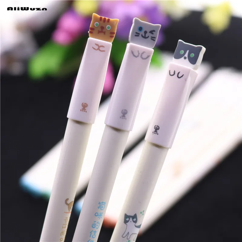 

12 Pcs/lot Cartoon Cat Gel Pen Cute Color Pens Kawaii Stationery Canetas Material School Supplies