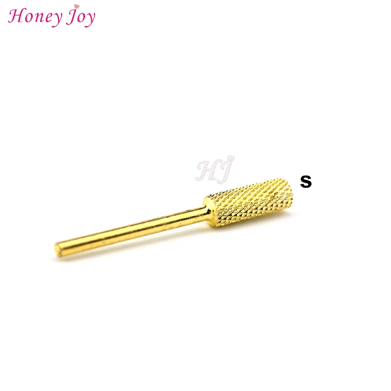 

1pc #S Durable Cylinder Cylindrical Electric Nail Drill Bit Sanding Carbide Nail Drill Manicure Pedicure Art Tools S Golden