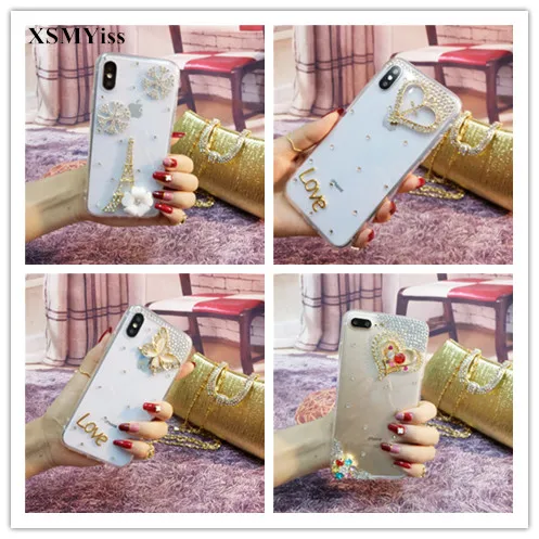 

XSMYiss Fashion Bling Diamond Rhinestone Soft Clear Phone Case Cover For Iphone 11 12 13 Pro Max X XS MAX XR 5S 6S 7 8 PLUS