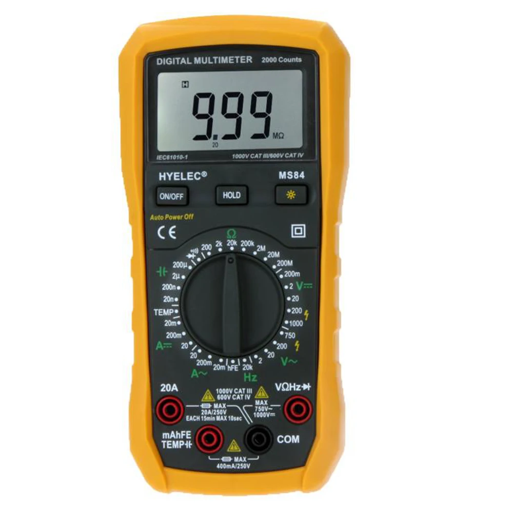 

Digital Multimeter 2000 Counts AC/DC Resistance Capacitance tester