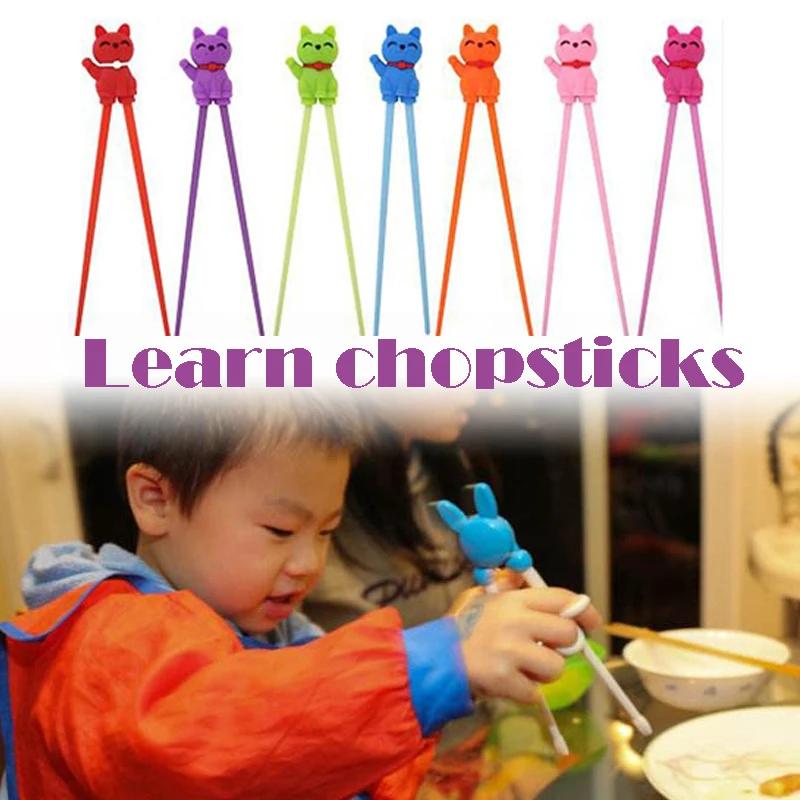 Chopsticks Reusable Dishwasher Safe Cat Tool Chopsticks Learning for Kids Training 1 Pair Helper Food Eating Fun
