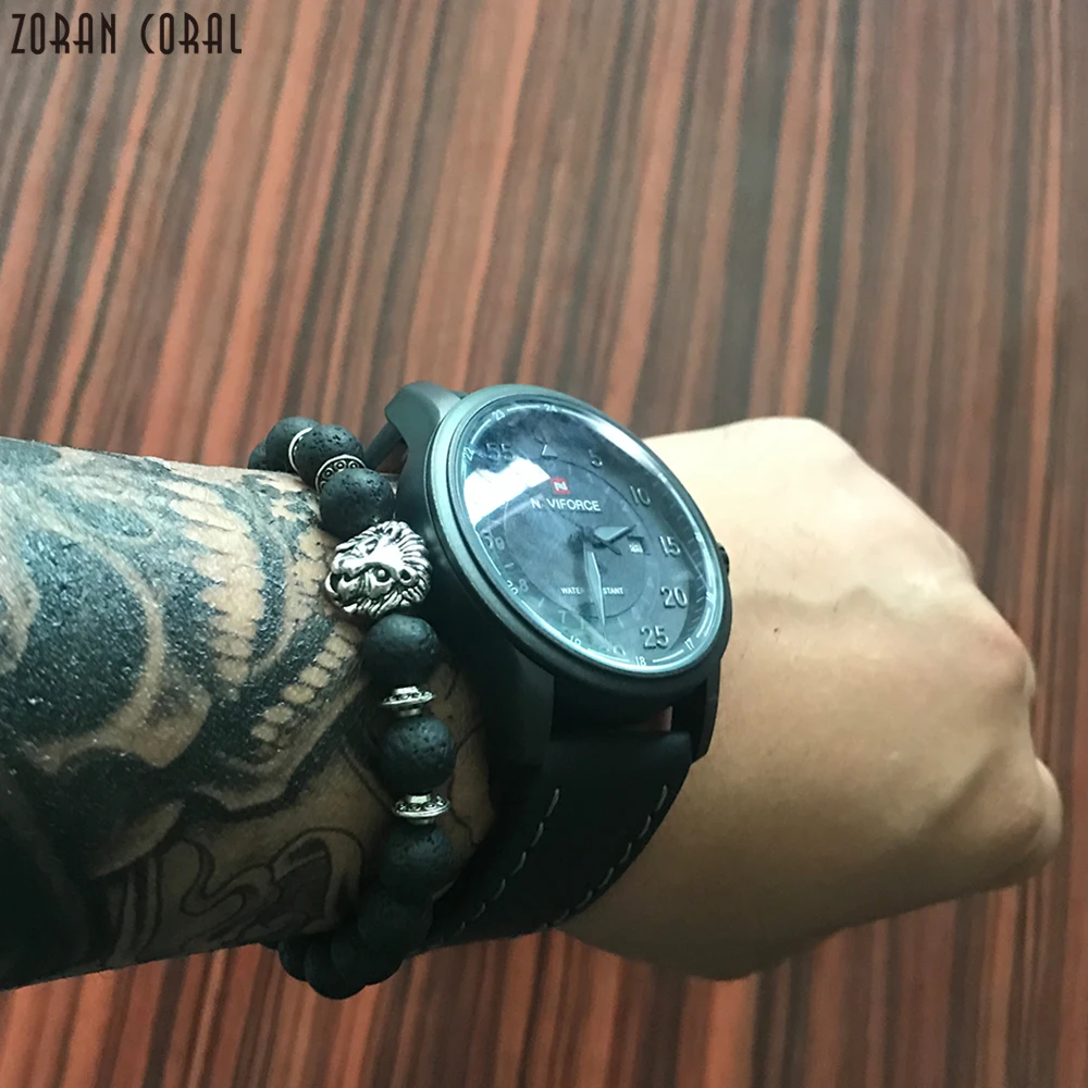 ZORAN CORAL Luxury Brand New Hot Sale Blue Fire Lace Natural Stone Lion Head Beads Strand Bracelets For Women Men Bileklik 2018 | Украшения