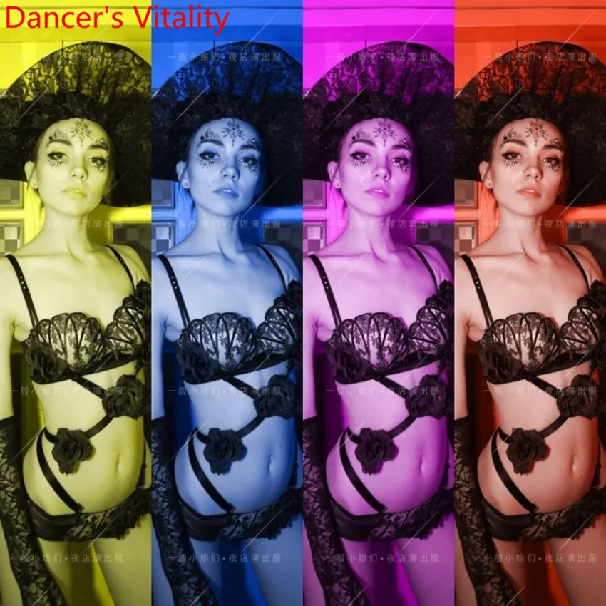 Новый костюм для сцены в ночном клубе кружевная Роза цветы DS певица DJ сексуальная