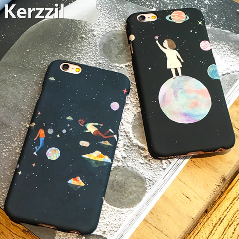 Милый чехол для телефона Kerzzil Stars Cosmos iPhone 7 8 6S PC жесткий пластиковый матовый 6 Plus|case