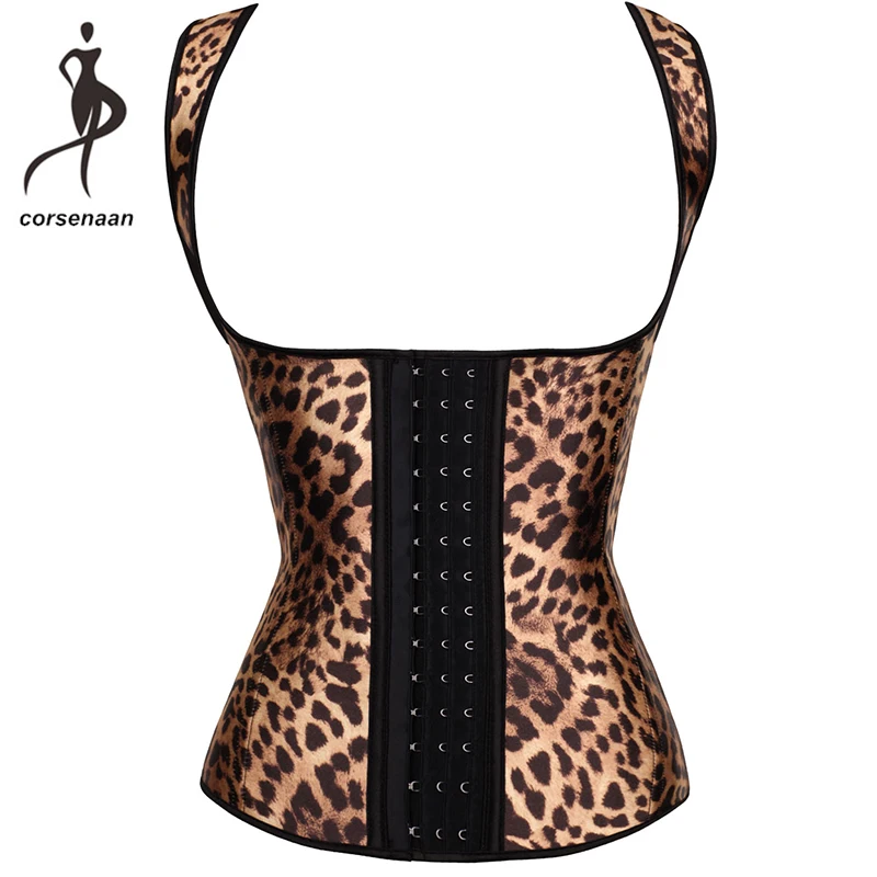 Личности ремни с леопардовым принтом фирмы Body Shaper Сталь костей Талия Обучение корсет латекса утягивающий жилет плюс Размеры 886
