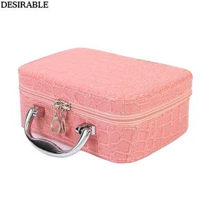 Креативная Женская шкатулка для драгоценностей с узором камня, кожа с крышкой, зеркальная шкатулка для ювелирных изделий, кольца, косметический Органайзер, портативная шкатулка для хранения