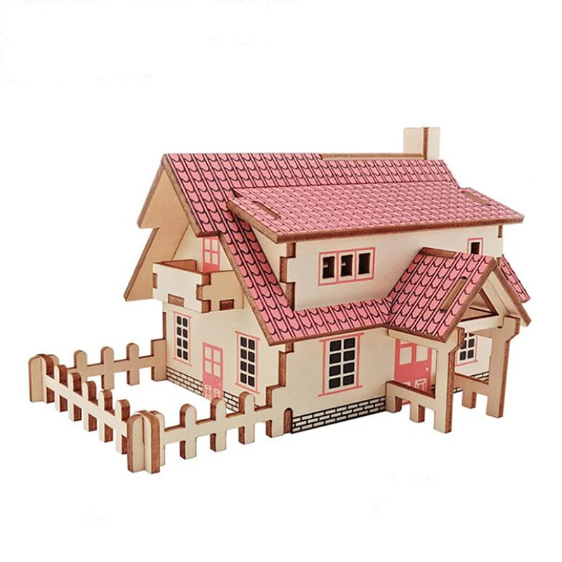 

3D деревянная модель для строительства загородного дома, Обучающие игрушки, деревянные головоломки