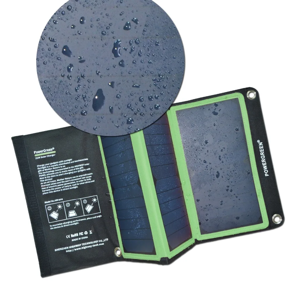 Power Green Гибкая сумка на солнечной энергии 5 В 2 А зарядное устройство для телефона 21