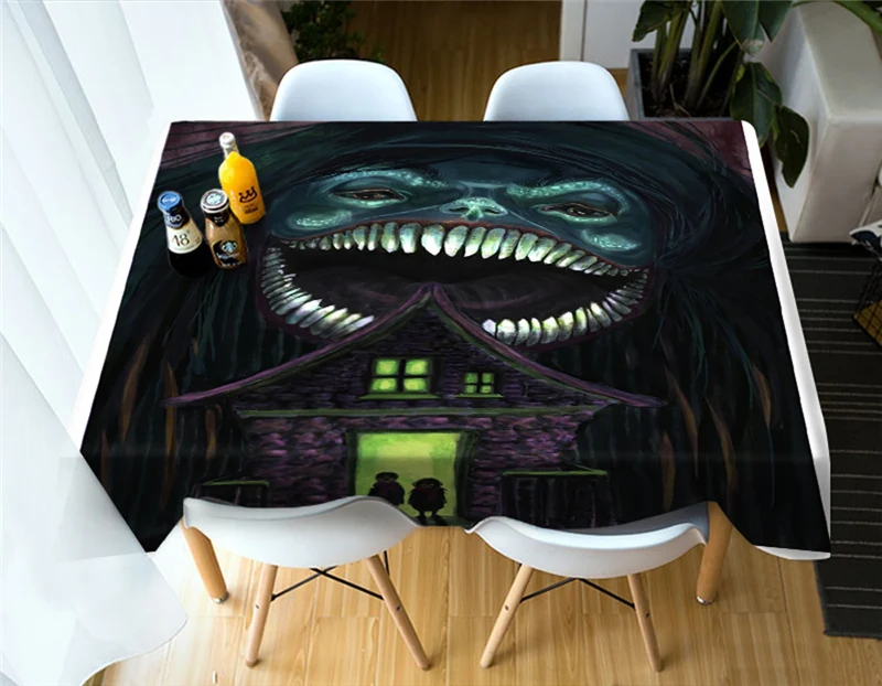 3D Halloween Horror game monster Waterproof rectangle Round Table Cloth Home Decoration Easy to clean Cover Customizable | Дом и сад