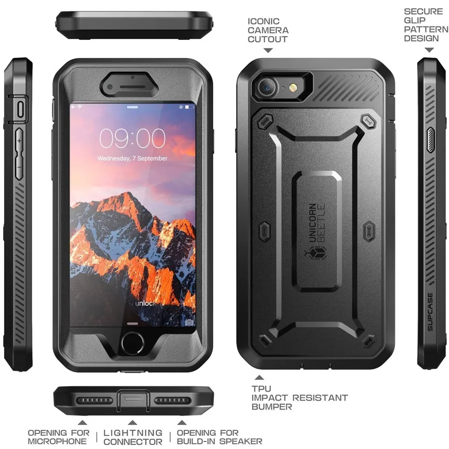 Сверхмощный Гибридный чехол для Apple iPhone 6 6s 7 8 Plus + с зажимом защитный защита экрана