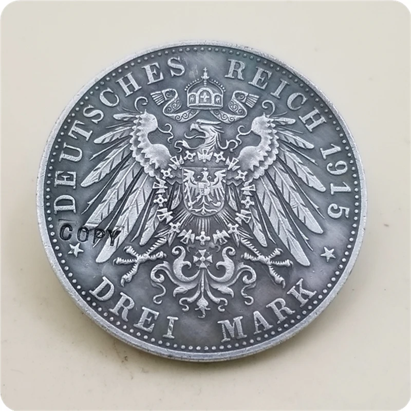 1826+ 1914) герцогство саксе-мейнинген 1915 Германия 3 марка-Бернхард III копия монеты