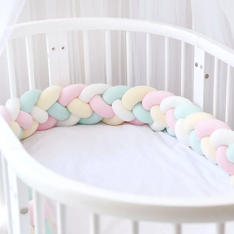 Green Yellow Pink 4 IMBABY 4 косички 2,2 м детские мягкие бортики для кровати ручной работы в кроватку бампер для новорожденных кровать бампер мягкая тесьма декор для детской комнаты - Цвет: Green Yellow Pink 4