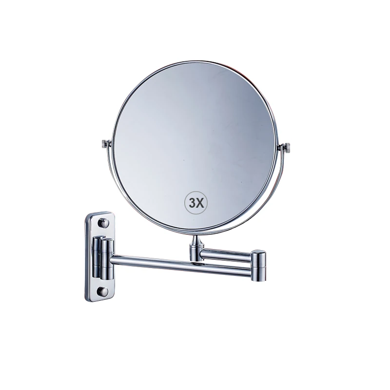 

Wall Mounted Makeup Mirror - 3x Magnification 8'' Two-Sided Swivel Extendable Bathroom Mirror Chrome Finish
