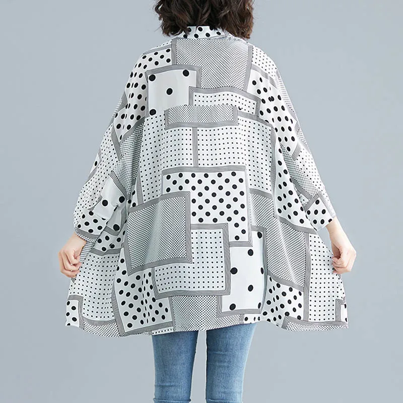 Блузка женская шифоновая в горошек батальных размеров 4XL/5XL/6XL|Блузки| |