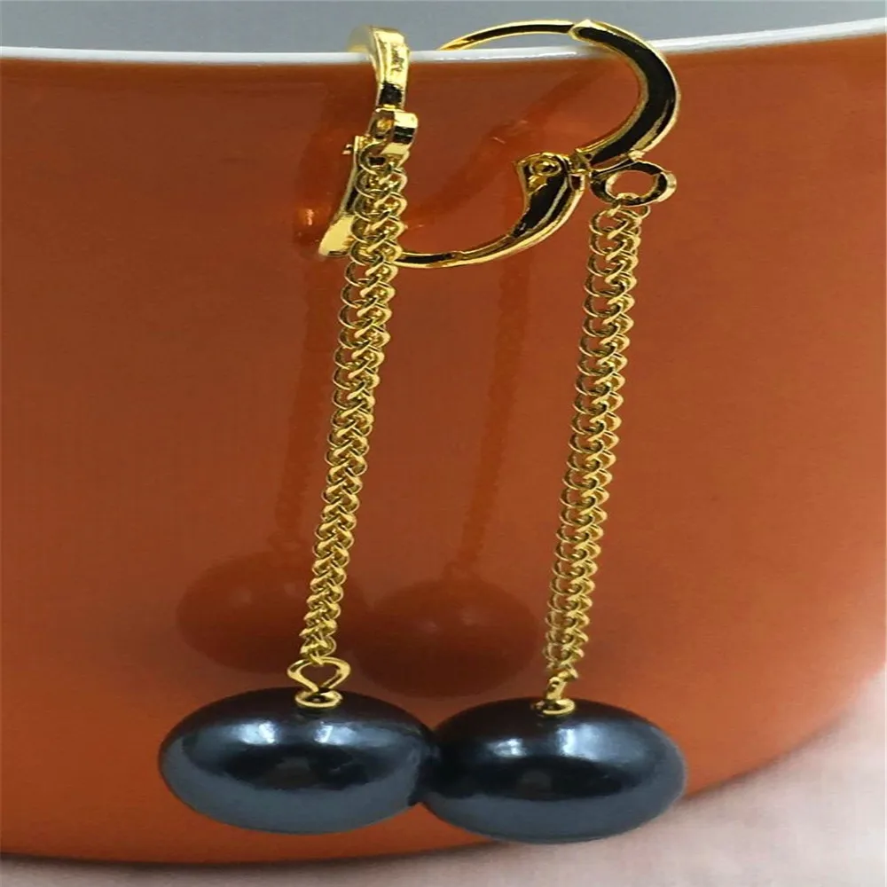 Mesmerizing south sea pearl TwoPin GOLD earbob earrings 12-13MM black HUGE natural Hand made Cultured elegant aurora | Украшения и