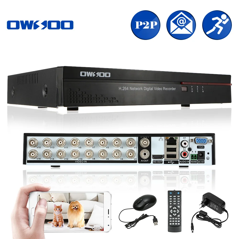 OWSOO 16CH Channel Full CIF H.264 HDMI P2P Cloud Network DVR цифровой видеорегистратор + 1 ТБ Seagate жесткий