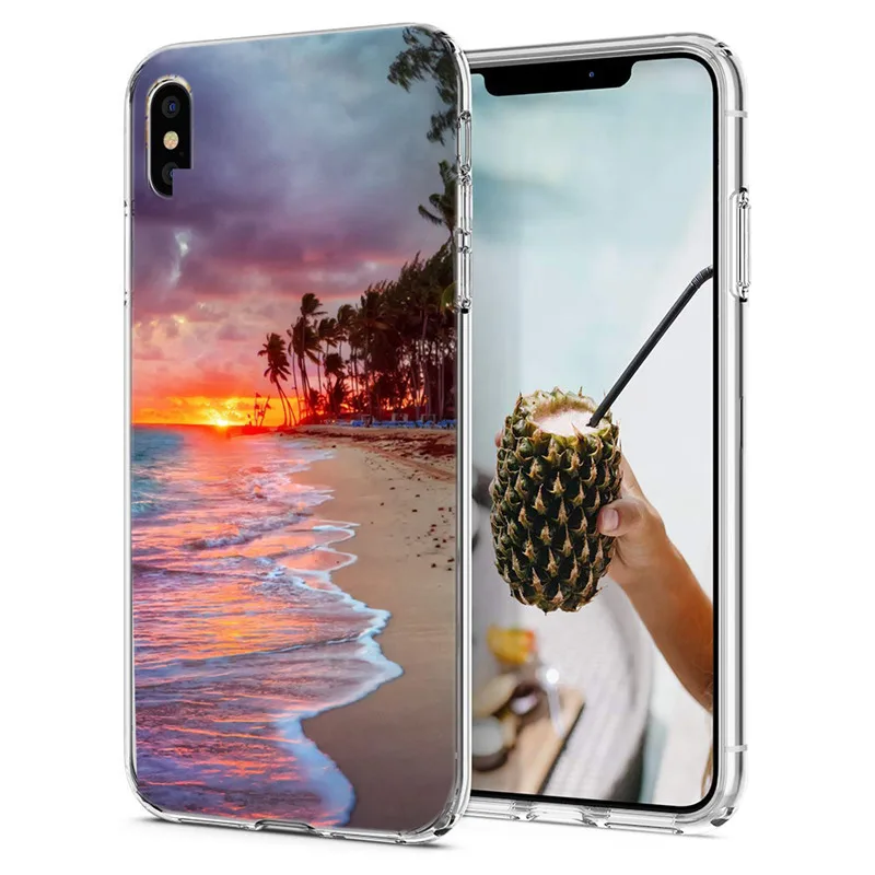 Мягкий прозрачный силиконовый чехол для iPhone 6 6s 7 8 plus X XS XR Max удобный с морским