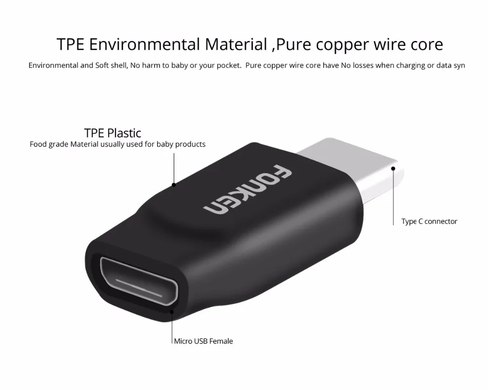FONKEN usb type-C конвертер Micro USB к USB C адаптер Универсальный Тип C адаптер USB кабель Разъем для мобильных телефонов Кабели
