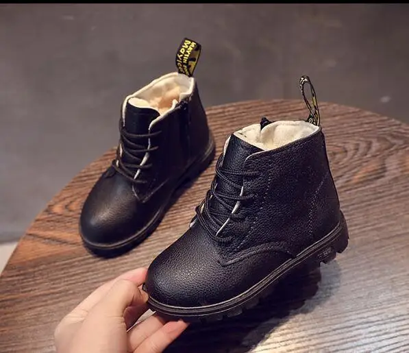 Детские хлопковые ботинки зимние Ботинки Martin в британском стиле ретро с круглым
