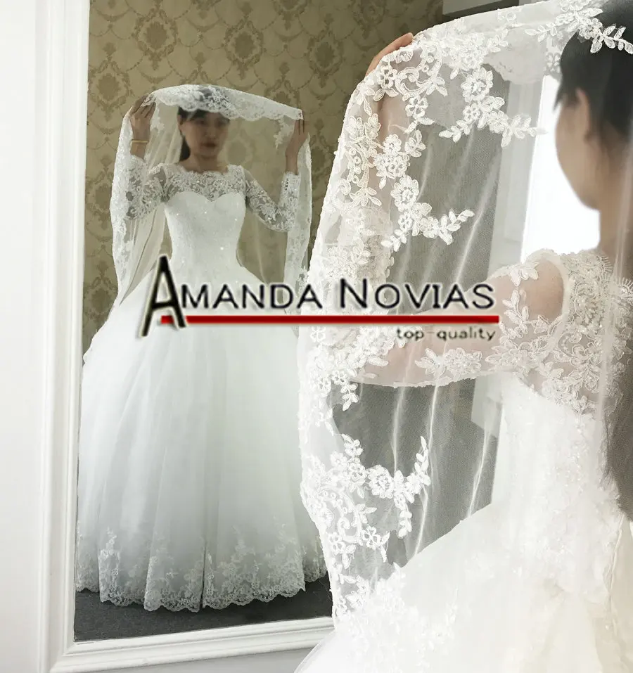 Vestido de noiva/Новое поступление, кружевное свадебное платье с длинными рукавами и маленьким шлейфом