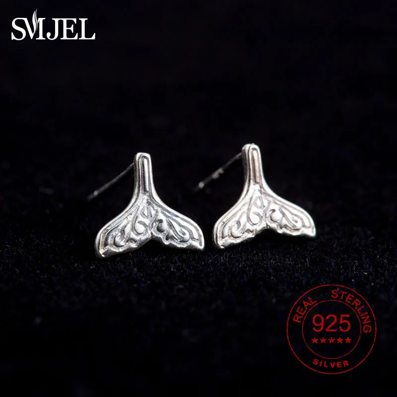 Женские серьги гвоздики SMJEL из стерлингового серебра 925 пробы с милым хвостом