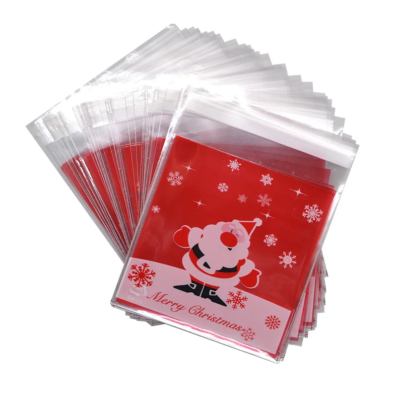 5-santa claus 50 шт 10x10 см рождественские подарочные пакеты для печенья, конфет, пластиковые самоклеющиеся пакеты для печенья, закусок, рождественские украшения, сувениры - Цвет: 5-santa claus