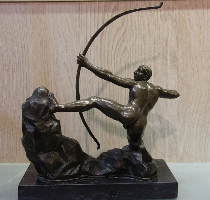 Западная ХУДОЖЕСТВЕННАЯ Статуэтка бронза медный лук для стрельбы из лука