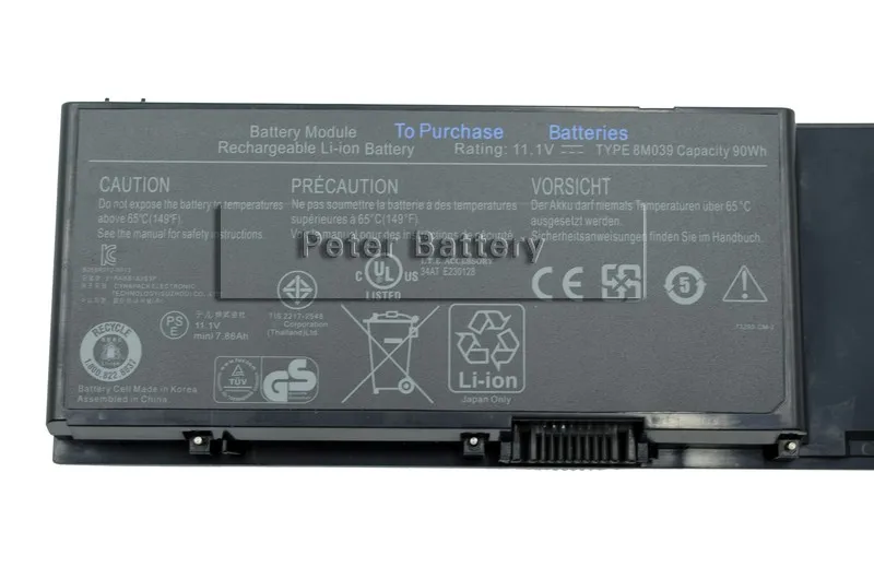 JIGU 312 0873 8M039 C565C DW842 KR854 Оригинальный аккумулятор для ноутбука Dell Precision M6400 M6500 11 1 V