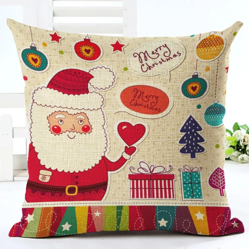 2017 Cartoon Style Chirsmas Santa Claus Cute Pillow Almofadas Linen Decorative Cushion Without Filling | Дом и сад