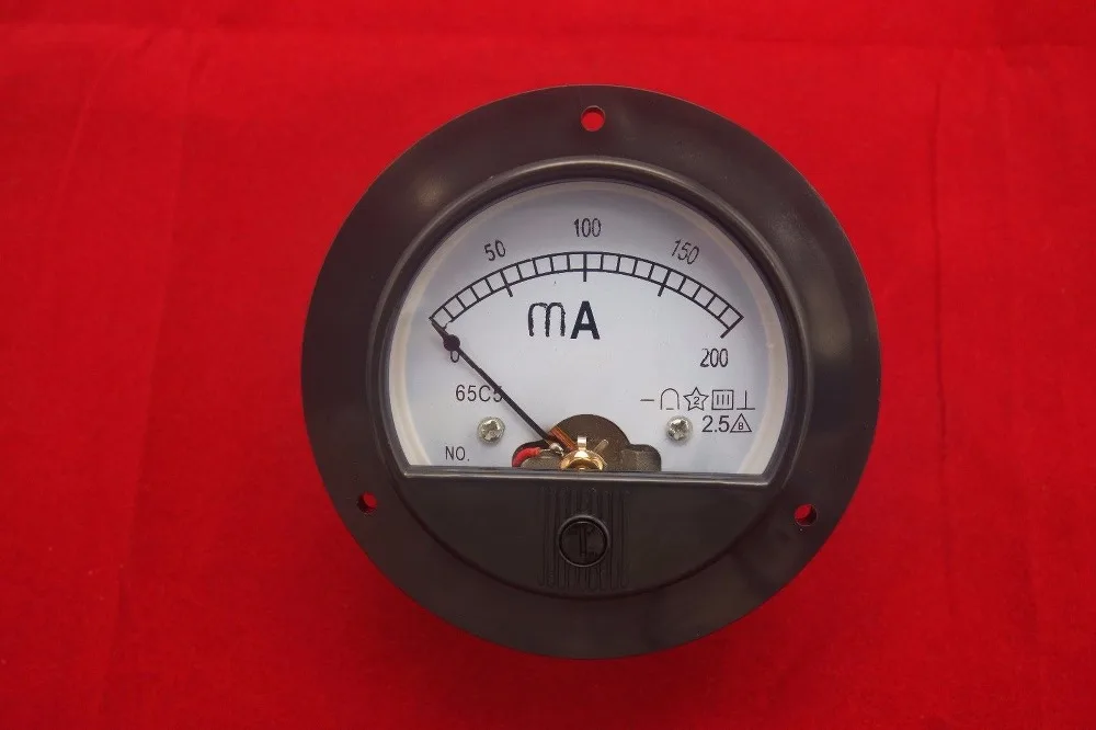 Круглый Аналоговый амперметр постоянного тока 0 200 мА панель измеритель в