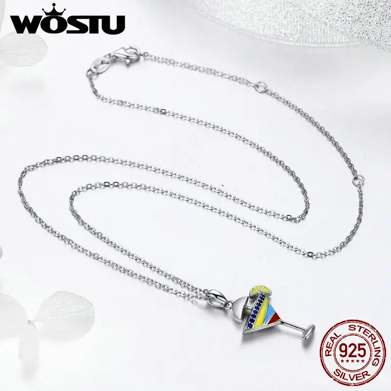 WOSTU 2019 Летний стиль 925 пробы серебро холодный напиток чашка кулон Цепочки и