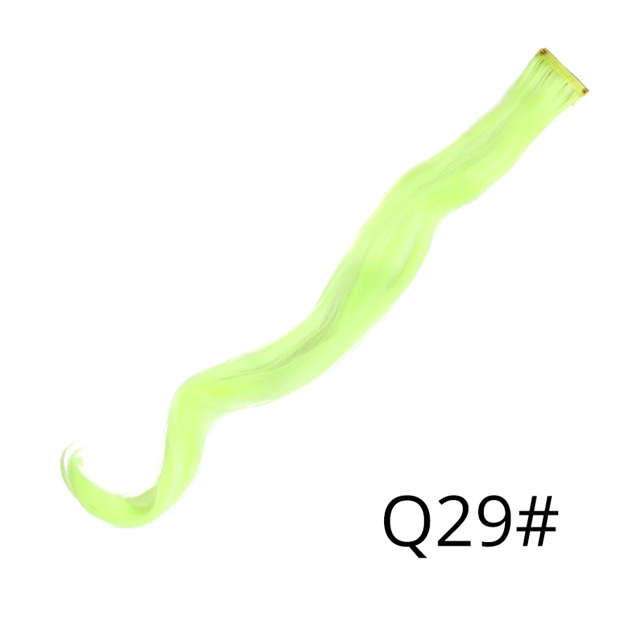 Q29 Alileader, 18 дюймов, кудрявые волосы на заколках для наращивания, натуральные Длинные Синтетические шиньоны для женщин, девушек, розовые, голубые, цветные - Цвет: Q29