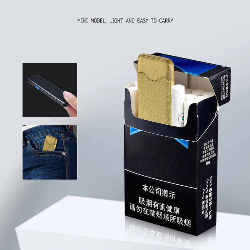 Электронная usb-зажигалка для сигарет тонкий ветрозащитный негорящий