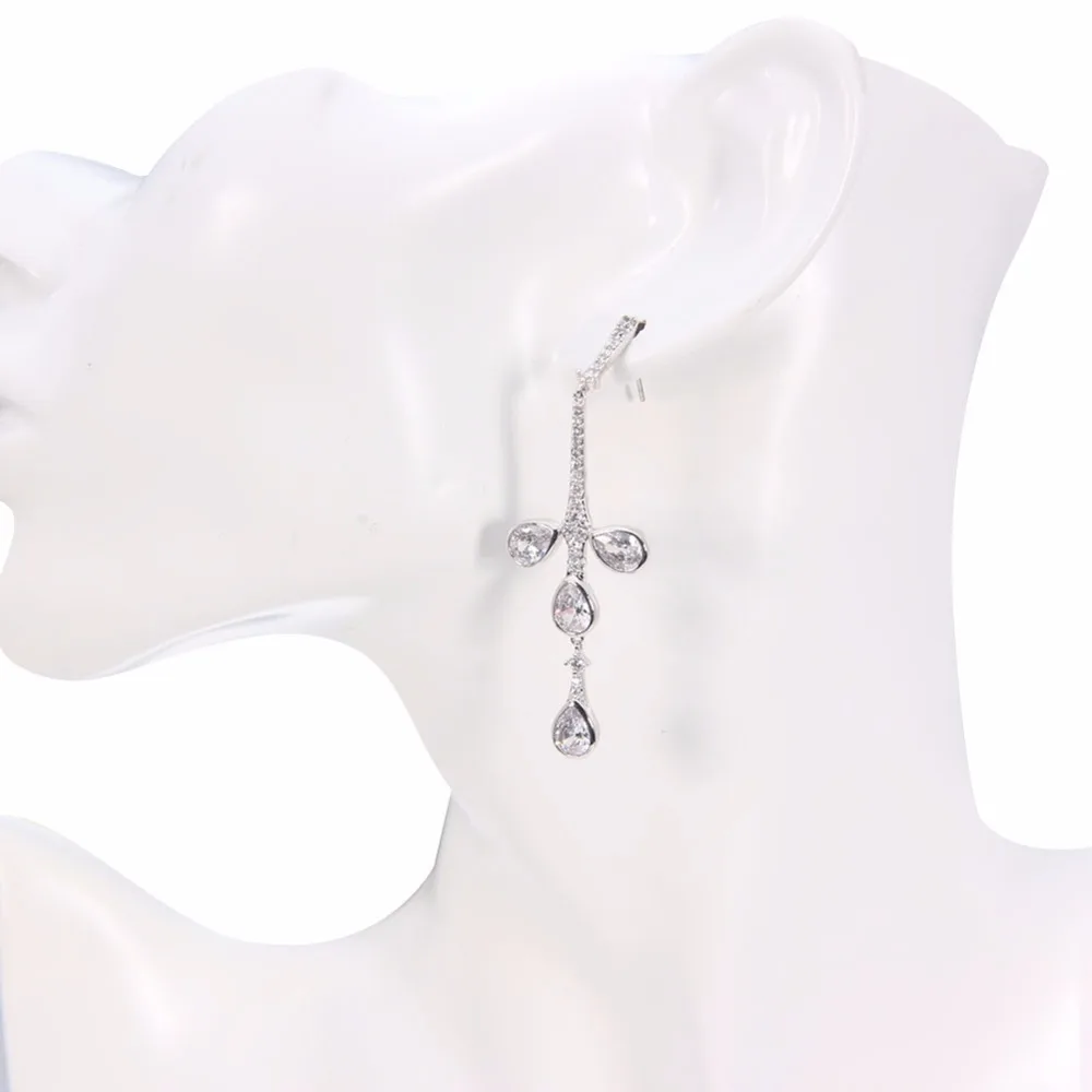 ARUEL Trendy Wedding Crystal Silver Water Drop Earrings Female Party Gift Fashion Women Cubic Zirconia pendientes Jewelry | Украшения и