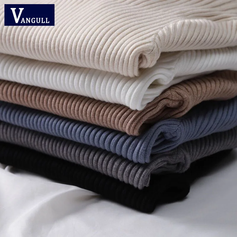 VANGULL WomenTricots TurtleneckKnitted Sweater Pullovers High Quality Solid Cashmere 2019 Autumn Winter Female | Женская одежда