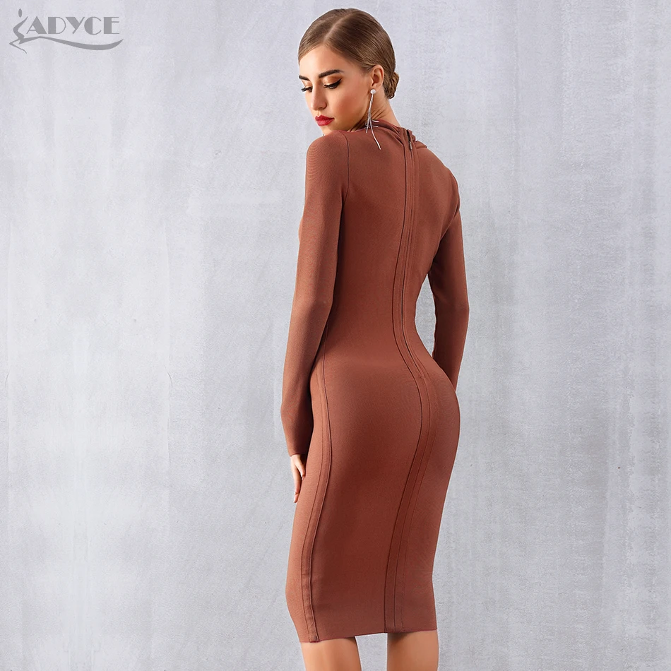 Женское облегающее платье ADYCE хаки клубное с длинным рукавом и глубоким