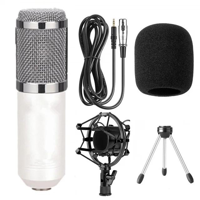 White n Stand BM800 караоке микрофон студия Конденсатор mikrofon KTV BM 800 микрофон для радио braodcasing поет и записывает компьютер bm-800 - Цвет: White n Stand
