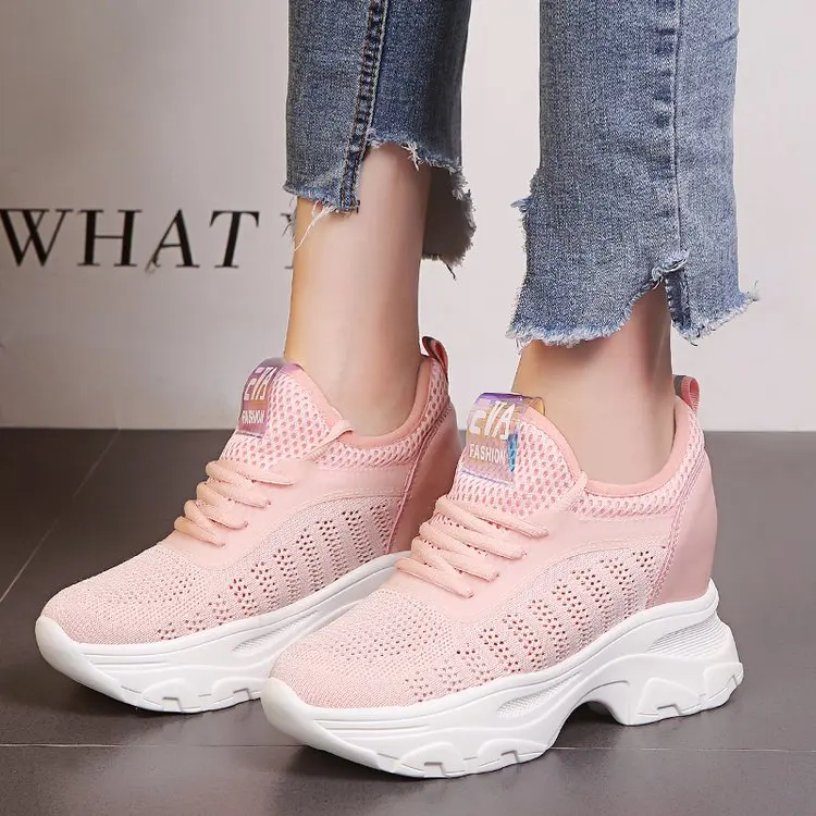 RIZABINA/женские кроссовки модная обувь на каблуке женская повседневная из