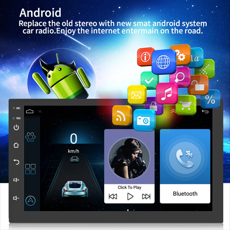 Радио 2 Din 7 &quot сенсорный экран радио Coche Авто Стерео Android 8 1 1G + 16G Gps навигация Pantalla