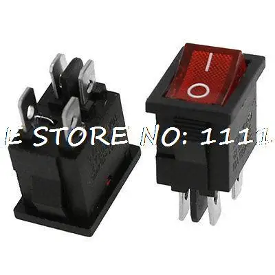 10 шт. x AC 6A/250 В 10A/125 красный свет DPST ВКЛ/ВЫКЛ 2 позиция лодка кулисный