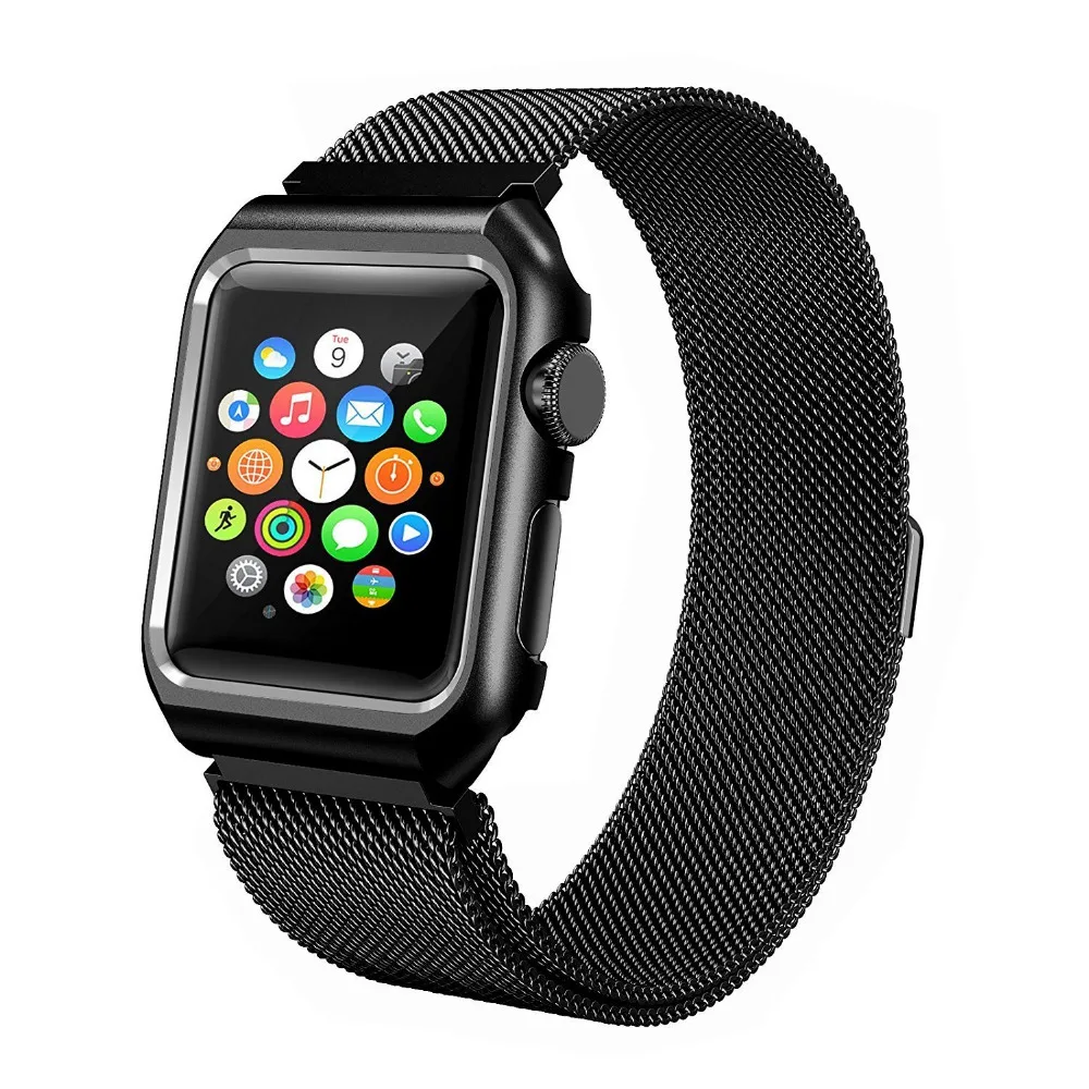 Миланская петля с металлическим бампером для Apple Watch Band Series 3 2 1 ремешок Iwatch из