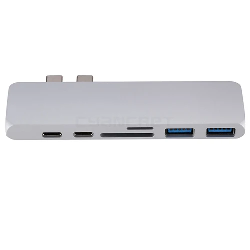 Серебристый Адаптер type C 2 USB C 3,1-HDMI USB 3,0 кардридер type C концентратор док-станция конвертер Поддержка 4K для ноутбука Macbook - Цвет: Серебристый
