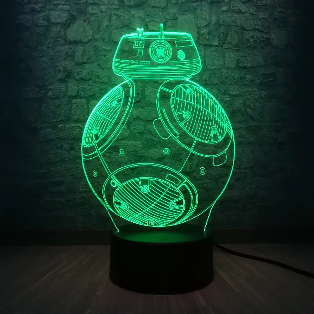 Звездные войны BB8 робот шар 3D Светодиодная лампа последнее дистанционное