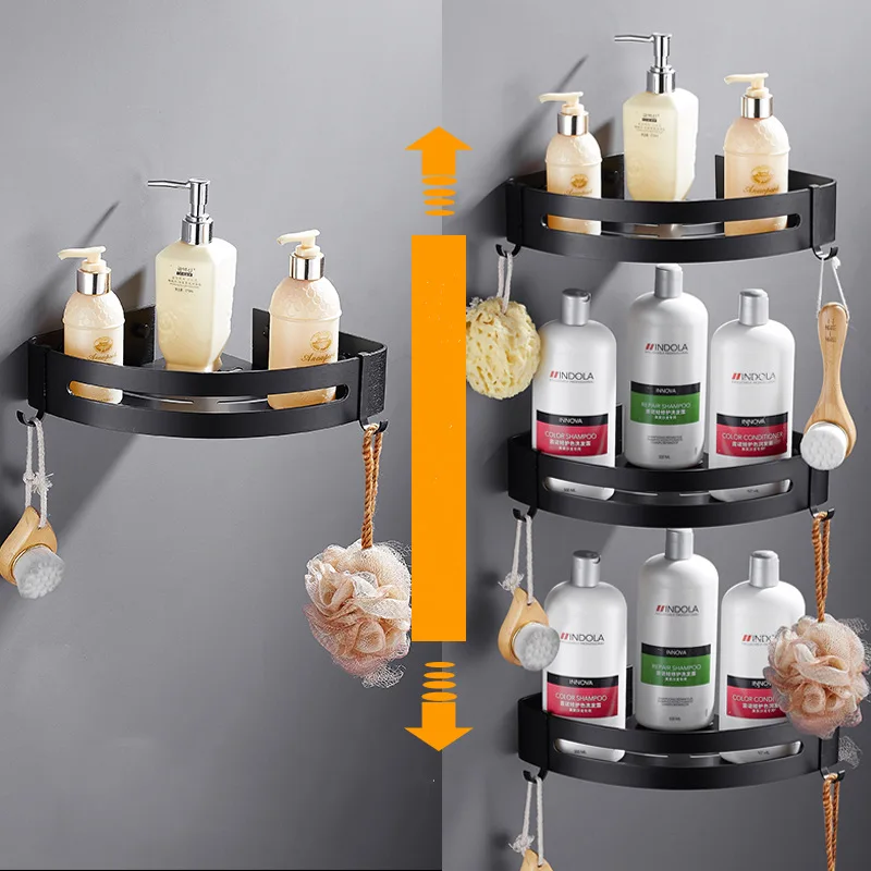 Угловая полка в ванную пространство без бурения алюминиевая для ванной душ